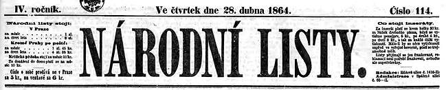 Nrodn listy 28.4.1864 titulka